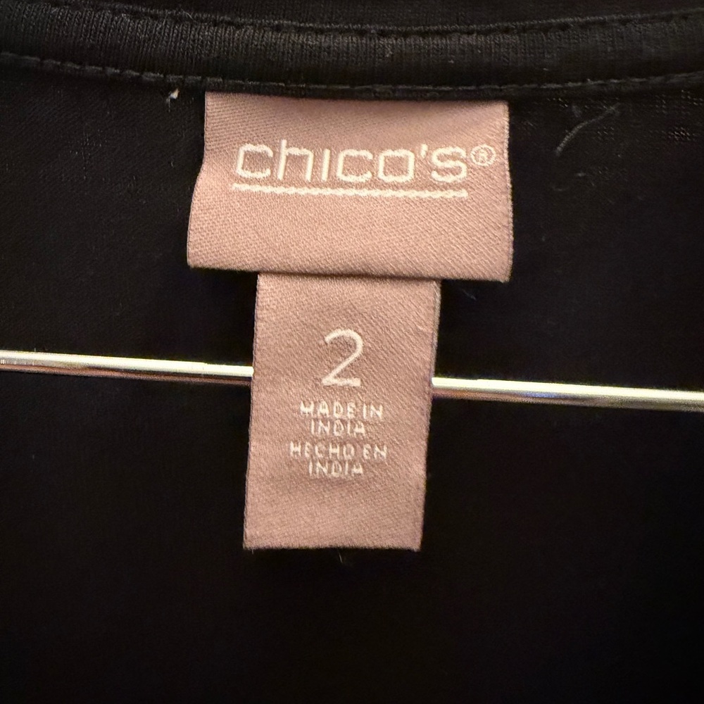 Chico's Black Short Sleeve Tee with Ruffle Sleeves - Picture 2 of 3